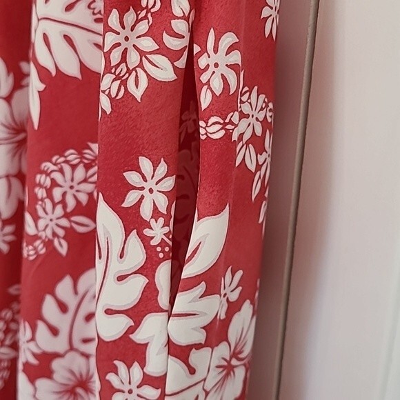 VINTAGE WOMEN'S ROYAL CREATIONS RED & WHITE FLORAL SLEEVELESS HAWAIIAN DRESS L - Picture 6 of 7